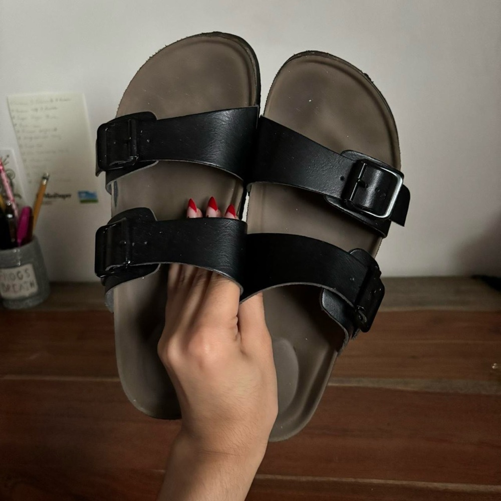 Arizona Big Buckle Black Sandals